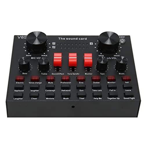 V8S Live Sound Card, 16 efectos de sonido, 8 modos divertidos, conexión, ajuste de botón, diseño de luz, para karaoke en directo (SUPYINIbo2qr9ci3m-11)