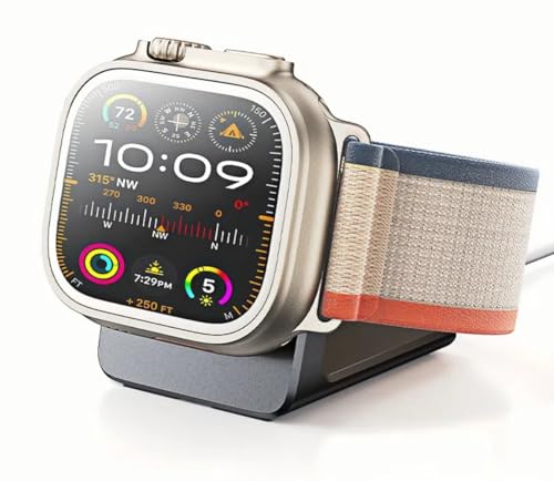 Chapter Seven Watch Charger Stand for Apple Watch，Premium Aluminum Alloy Desk Charging Stand Holder for Apple iWatch Series SE 10 9 8 7 6 5 4 3 2 1, Series Ultra
