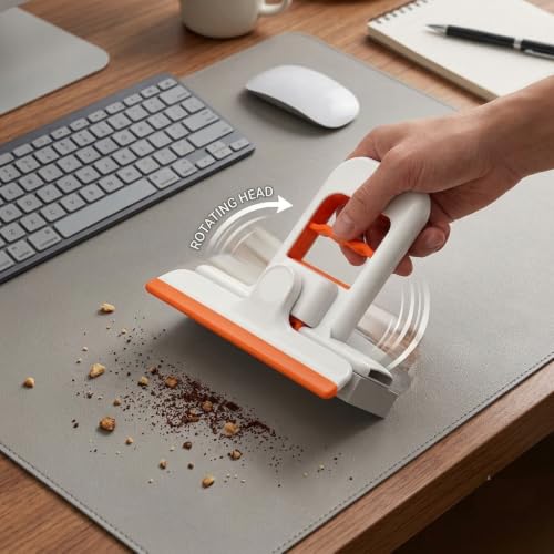 Image of Khedu Fab 2-in-1 Mini Foldable Desktop Mop Wiper 360 Rotating - Self-Wringing Portable Table & Counter Cleaner for Kitchen, Office, Bathroom & Car | Reusable Microfibre Cleaning Wiper Mop