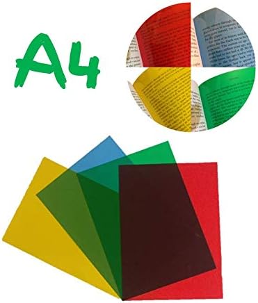 Colour Overlay For Dyslexia A4 Pack | Dyslexia Overlays For Visual Stress Relief | Dyslexia Coloured Overlays For Reading Aids |Coloured Overlays For Dyslexia Aids For Children | Dyslexia Reading Aids