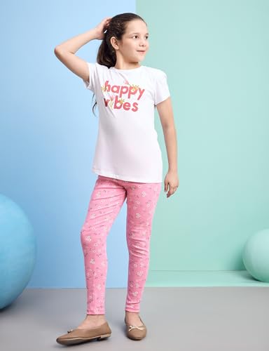 Image of Amazon Brand - Symbol Girl's Cotton Ribbed Stretchable Leggings | Ankle Length | Aged 2-14 Years