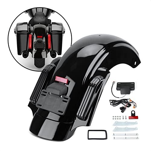 Motorcycle Cvo Style Rear Fender System With Led Light Fit For Harley Ultra Limited Flhtk Road King Flhr Street Glide 2014-2022; Road Glide Fltrx Fltrxs 2015-2022; Classic Flhtcu '14-22; Flht '19-22 #TOP1