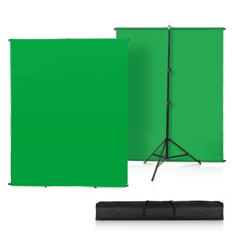 LUMIRO Green Screen Backdrop Kit with Stand 150x200 cm Portable Photography Background with Stand and Carrying Bag for Streaming Gaming Zoom (1.5x2 m)