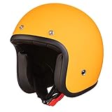 ORIGINAL Fräulein Irmi Retro Vespa-Helm, Jet-Helm mit Sonnen-Visier, Roller-Helm für Frauen und Herren im edlen Vintage-Look, Qualität nach ECE-Norm, orange matt