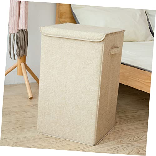 Panier à linge en tissu Hemobllo beige avec couvercle rabattable - 7