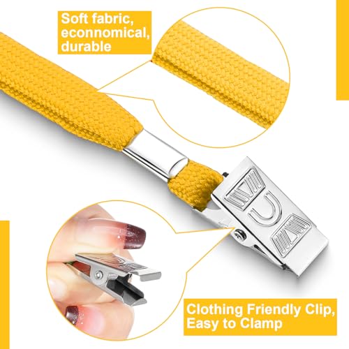 Image of Marspark 50 Sets Clear Name Tags with Lanyard, Lanyards for ID Badges Reusable Strap with ID Holder Plastic Name Badges for Adults Business School Church Conference (Yellow)