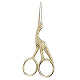 AKORD Crane Shape Sewing/Tailoring Scissors, Metal, Gold, 11.5 x 5 x 0.8 cm