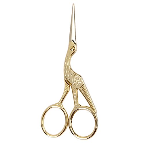 AKORD Crane Shape Sewing/Tailoring Scissors, Metal, Gold, 11.5 x 5 x 0.8 cm