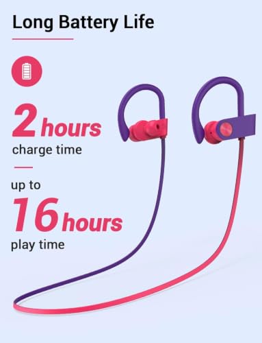 Image of Bluetooth Headphones, Bluetooth 5.3 IPX7 Waterproof Wireless Sports Earbuds for Workout Gym, 16 Hrs Playtime Running Headphones with Noise Cancelling Mic, HiFi Bass Stereo in-Ear Earphones