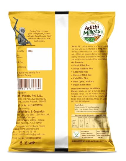 Image of Adithi Millets 5-Variety Combo 1.25Kg (5 X 250g) - Unpolished Keto-Friendly PCOS Diet Grains| Browntop Foxtail Kodo Little Barnyard | Fiber Rich, Vegan Protein, Low Carb Healthy Meals
