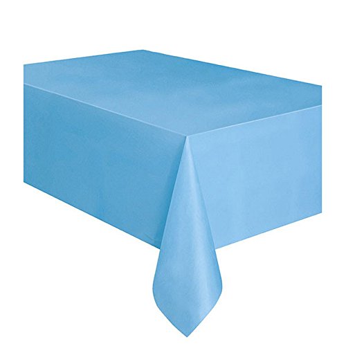 Powder Blue Solid Rectangular Plastic Table Cover (54
