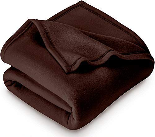 SADASHIV All Season Plain Polar Fleece Double Bed Blanket 240TC Warm Soft & Comfortable for Winter/AC Room/Hotel/Donation/Travelling L*B(90 * 90) INCH (Brown)