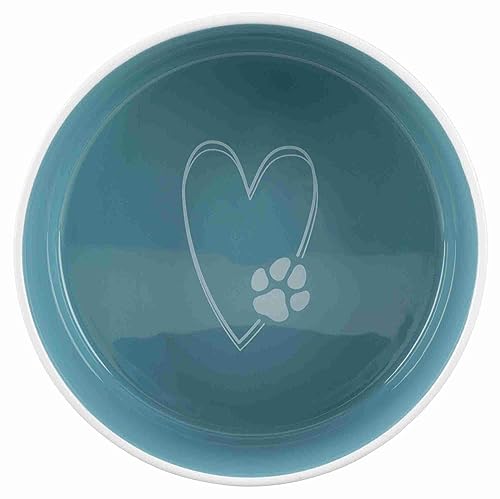 Trixie Pet's Home Futternapf aus Keramik, 0,3 l, Durchmesser 12 cm, cremefarben und hellblau
