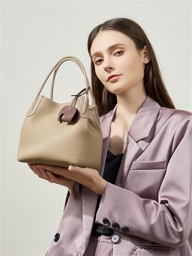 2025 Genuine Leather Bucket Bag First Layer Cowhide Hand-held Vegetable Basket Bag2