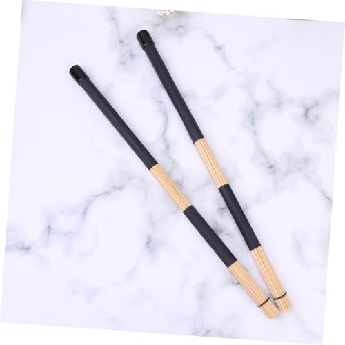 Baquetas de madera para jazz, 1 par, mango de goma, negro, para batería y percusión miniatura 6