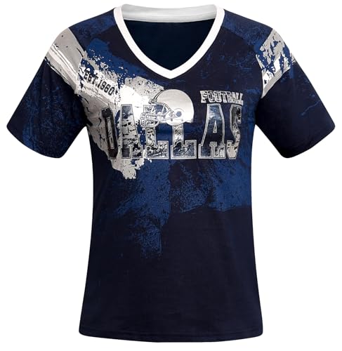 Camiseta de fútbol City para mujer en azul marino con cuello pico clásico