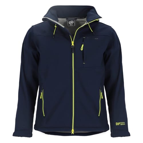 Dry Fashion Herren Softshelljacke Amrum mit Fleece-Innenfutter - Atmungsaktive Jacke mit abnehmbarer Kapuze in Navy Größe 3XL