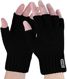 Fingerless Gloves for Men - Winter Knitted Gloves Thermal Fingerless Gloves Unisex for Outdoor Working Driving Running Cycling