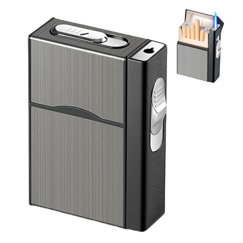 Vegena Sigarettenetui met aansteker, stormaansteker, winddicht, jetaansteker, gasaansteker, sigarettenetui met oplaadbare USB, stormaansteker, gas, navulbaar, kan 20 sigaretten bevatten - Afbeelding 3