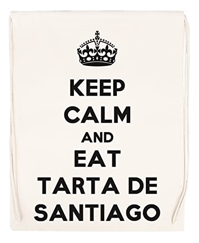 Keep Calm And Eat Tarta De Santiago Bolsa de Deporte Con Cordón Beige Drawstring Sport Bag