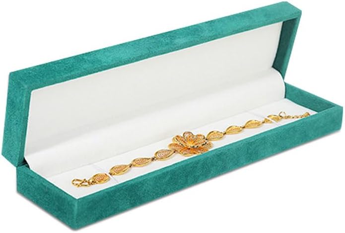 2pcs Velvet Chain Necklace Boxes Green Long Jewelry Gift Box for Anniversary Mother's Day Women Girlfriend (Long Chain Box)