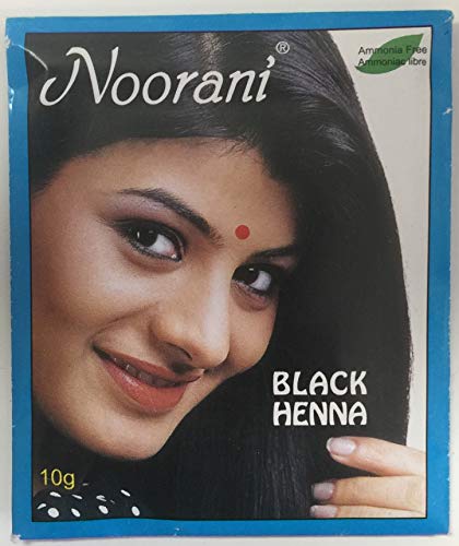 Noorani BLACK Hair Color - Henna Hair Color, Zero Ammonia, 6 Sachets X 10g, Henna based BLACK Hair Color (60gm)