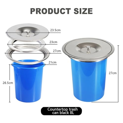 Caneca de basura cuadrada de plástico con tapa de acero inoxidable 8L miniatura 5