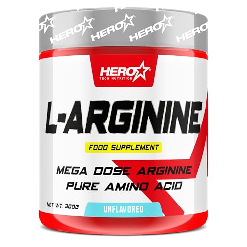HERO TECH | L-ARGININE 300 gr Sin Sabor | L-Arginina en polvo | Preworkout | Aumento del rendimiento físico | Alta Biodisponibilidad | Sin OMG | Vegano