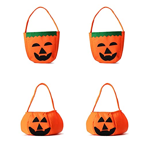HUIYING 4pcs Sacs à Bonbons Halloween,Sac De Citrouille,Sac Fourre-Tout à Bonbons à la Citrouille Trick Or Treat Sac Enfants Sac De Rangement Halloween Enfants Fêtes Cadeau Sac Cover