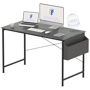 FLEXISPOT 48 inch Computer Desk Home Office Desk Workstation with Storage Bag, Modern Simple Frame Study Writing Table, Grey Desktop