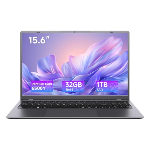 HYYUO Laptop, 32GB RAM 1TB SSD Laptop Computer, 6500Y Processor (Beats N5095, Up to 3.4GHz), 15.6" FHD IPS Display Laptops pc, WiFi 5, BT 5.2, HDMI, USB-C, Long Battery Life Laptops for Student