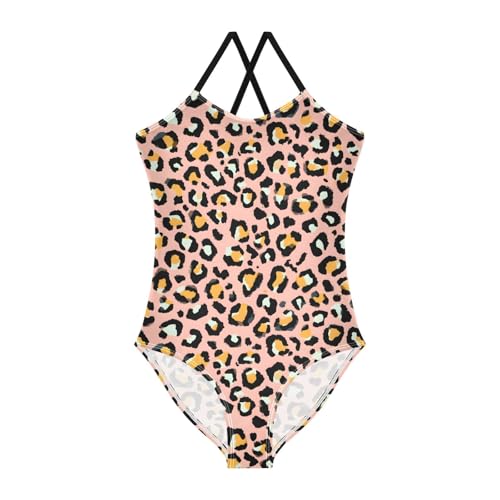 Pink Leopard Print Pattern Girls One Piece Swimsuits Summer Quick Dry Beach Bathing Suit