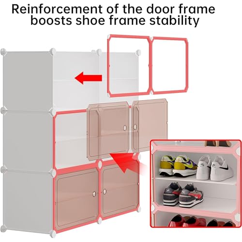 Image of Zemic Plastic Shoe Rack for Home | ππ ππ‘ππ₯π DIY Shoe Rack with Door πππ π§πππ¬ for Home Storage Plastic Box Organizer | Metal Door Frame, Chappal Slipper Sandals StandγWhiteγ