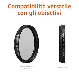 Amazon Basics 55 mm Filtro di Protezione Polarizzatore Circolare per Colori più Intensi, Riduzione dei Riflessi e dei Bagliori, Multistrato, Protegge da Polvere, Sporcizia e Graffi