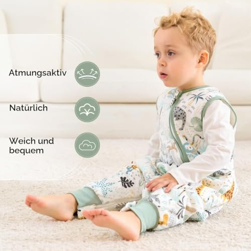 Yoofoss 2er Pack Baby Schlafsack mit Füßen 1.5 Tog Baumwolle Schlafsack Baby mit Beinen Herbst Winter Babyschlafsack für 4-6 Jahre Kinder… – Ansicht 5
