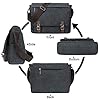 Imyth Sac messager pour hommes rétro, sacoche en toile décontractée pour ordinateur portable de 33,3 à 15,6 cm, Noir, 13.3 inch #2