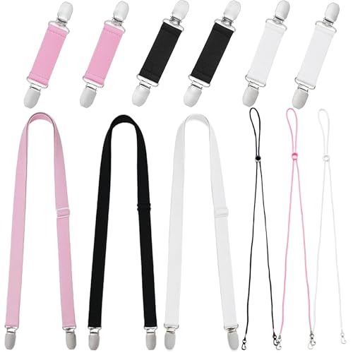 9 Pcs Mitten Clips, Gloves Clips with Mitten String, Metal Elastic Cinch Clip for Kids Toddlers & Adults, Multifunctiona Adjustablel for Hats, Clothing Security, Sheets, Perfect for Outdoor Sports