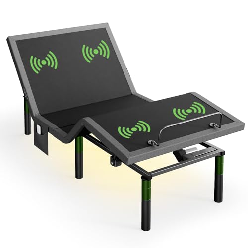 Image of Marsail MS01-2 Twin XL Adjustable Bed Base - Massage, App Control & Under-Bed Nightlight, 4-Height Adjustable Frame, 3-Minute Tool-Free Assembly, Wireless Control