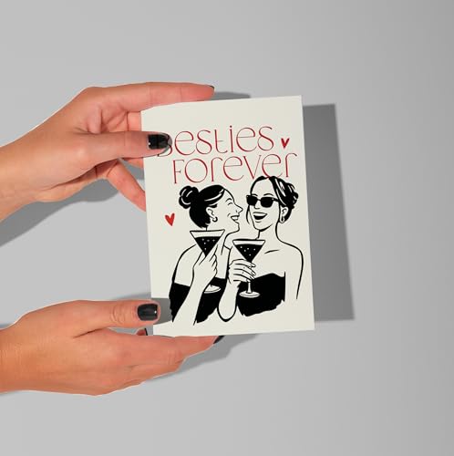WBdesignz Grußkarte „Besties Forever“ mit Umschlag - Freundschaftskarte - Karte für beste Freundin, Geburtstag, Mädelsabend oder einfach so (DIN A6)