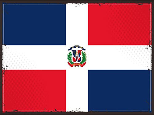 AGDeko® Blechschild 30x40cm Dominkanische Republik Flagge Länder National Fahne Nordamerika Retro