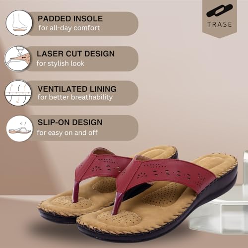 Image of TRASE Slippers for Women Stylish Flat | Comfortable Orthopedic Soft Chappals | Lightweight Ortho Footwear for Ladies