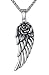 Stainless Steel Rose Angel Wing Pendant Necklace, Unisex, 24" Link Chain, aap023