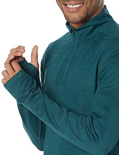 Amazon Essentials Men's Tech Stretch Quarter-Zip Shirt, Dark Green Space Dye, Medium #TOP2