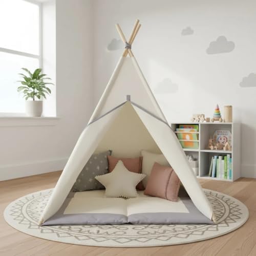 Cabana Barraca Infantil com Tapete Acolchoado 135x90x90cm festa d...