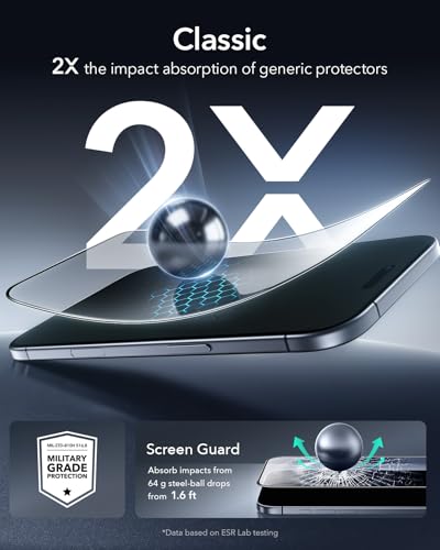 Image of ESR 3 Pack for iPhone Air Tempered Glass Screen Protectors, High Clarity for iPhone 17 Air, 9H Hardness Scratch Resistant, Military-Grade, Shatterproof, Screen Guard with Easy Installation Tool