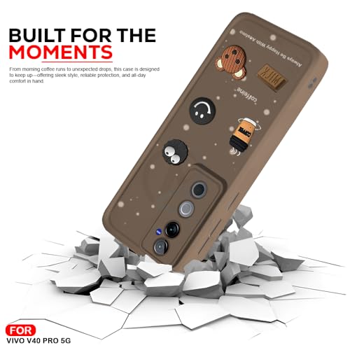 Image of AESTMO Back Case Cover for Vivo V40 / V40 Pro / T3 Ultra Cover | Cute Fun Cartoon 3D Ball | Coffee Silicone Case | Full Body Protection | Camera Protection Back Cover (Brown)