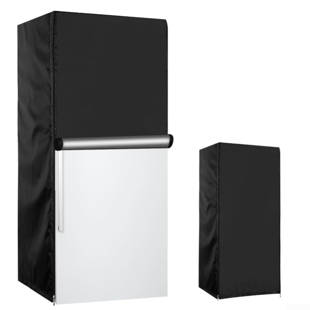Housse de réfrigérateur Oxford 210D noire pour congélateurs verticaux et réfrigérateurs à boissons, protection extérieure étanche à la poussière avec poches latérales, cordon de serrage
