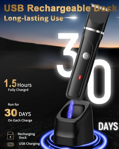 RAXMETRY Beard Trimmer for Men,Manscape 3-in-1 Electric Razor Groin Groomer,IPX7 Waterproof Wet/Dry,Versatile Body Hair Trimmer for Ball/Beard/Nose,USB Rechargeable & Nose/Shaves Head,Silver — view 5