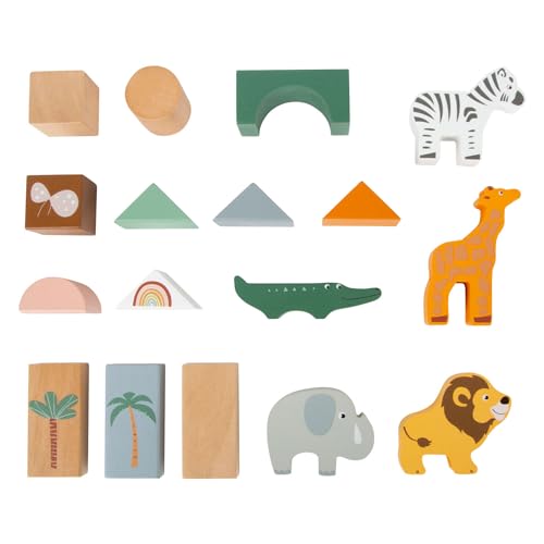 Small foot Wooden Building Blocks Safari attività giocattolo in legno 12 m+ 50 pz - 2