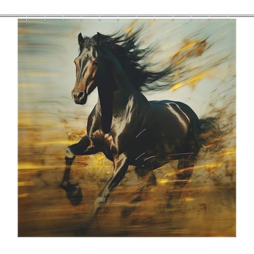 Rideau de douche cheval en tissu anti-éclaboussures lavable 183x183cm - 7